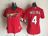 Women St. Louis Cardinals #4 Yadier Molina Red Alternate New Cool Base Stitched Baseball Jersey,baseball caps,new era cap wholesale,wholesale hats